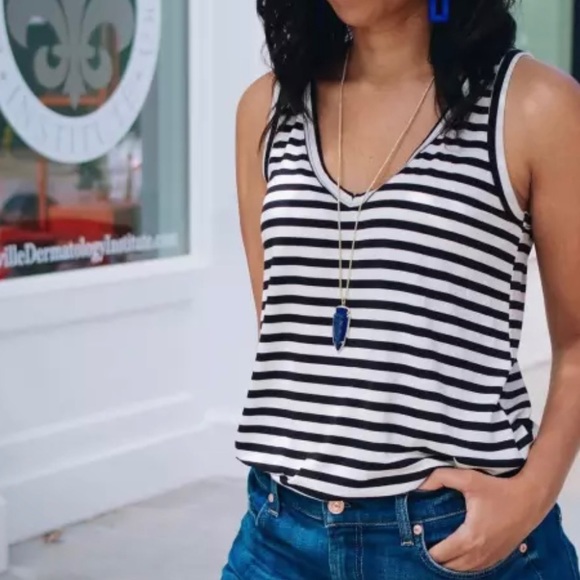 LIKE NEW Green/Black Striped Tunic Jersey Tank - Picture 2 of 8